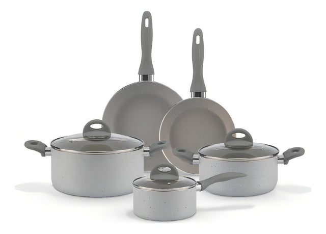 Jogo De Panelas 5 Peças Ceramic Life Marble Blend Brinox Cor Cinza