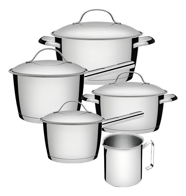 Jogo De Panelas 5 Peças Inox Fundo Triplo Allegra Tramontina Prateado