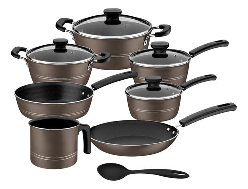 Jogo De Panelas Alumínio Sicília 8 Peças Avelã Tramontina